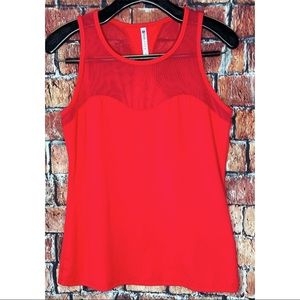 Fabletics Women’s Helena Red Sheer Mesh Panel Sweetheart Neck Tank Top Small